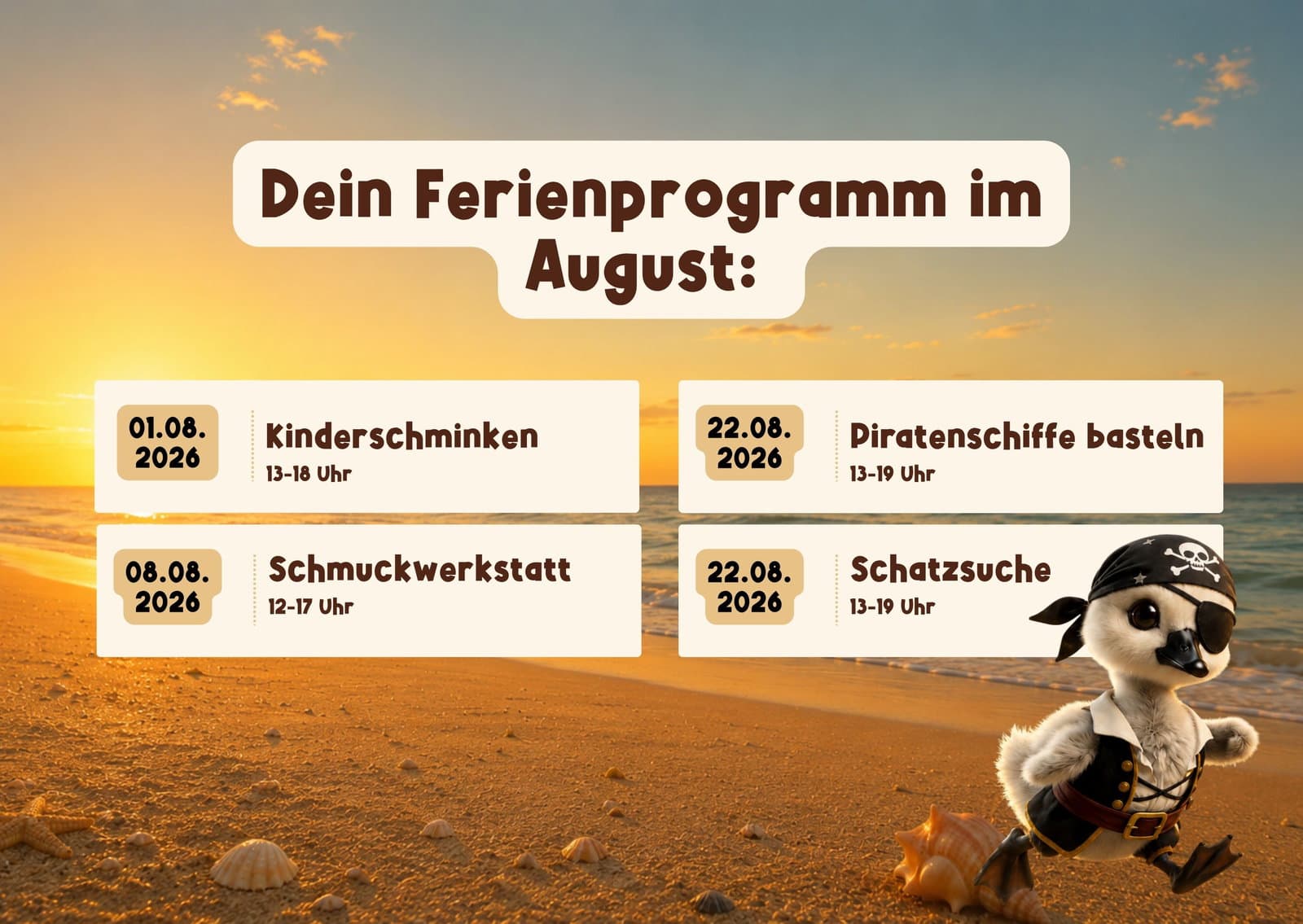 Ahoi, ihr Landratten! Unser Ferienprogramm für euch